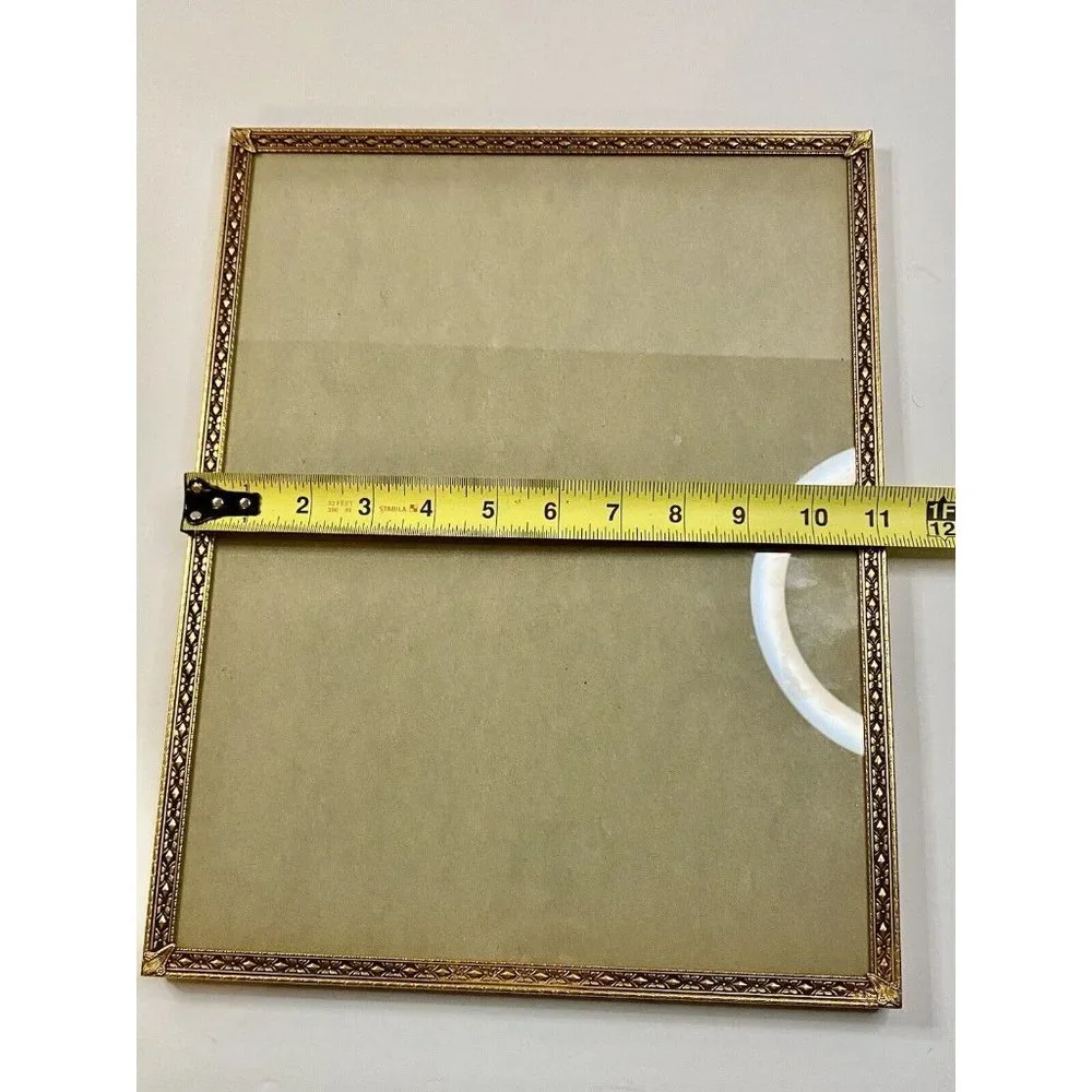 Intricate Brass Floral Gold Vertical Stand Up‎ Easel Back Frame Vintage